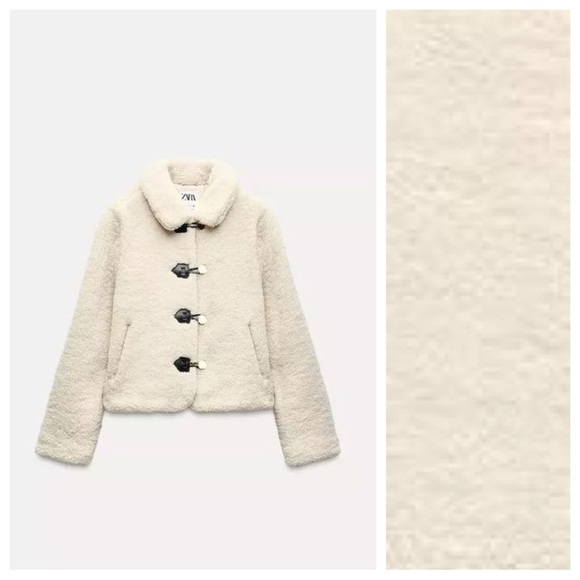 NWT. Zara Ecru Faux Shearling Collared Jacket. Size S. - Picture 4 of 12